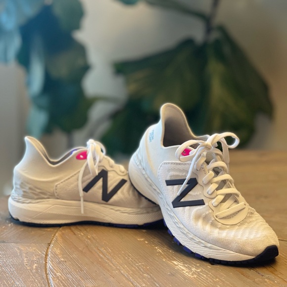 New Balance Other - New Balance Girls Size 13.5 Fresh Foam Sneakers -White w/ Gray/Blue/PinkTrim